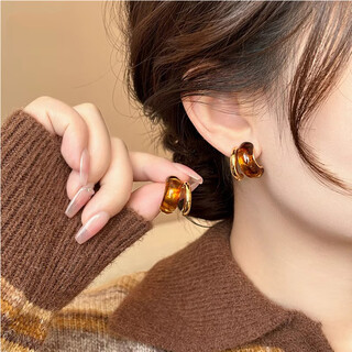 Lansill maillard retro earrings for women 2025 new amber earrings temperament high-end spring and summer earrings fashion e3728 maillard amber earrings