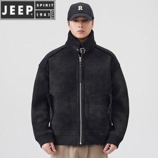 Jeep spirit-ropa de trabajo sherpa de una pieza de piel americana para hombre, chaqueta gruesa y cálida con solapa de terciopelo para invierno, color negro, 4xl, 2025