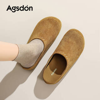 Augu shiden birkenstock shoes for women 2026 spring new style slip-on half-slip single shoes thick-soled heightening shoes soft-soled comfortable toe-cap slippers b161335 maroon 35