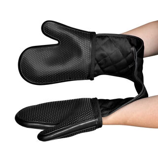 Yonghuan duanshiwo thickened double-layer double-headed microwave oven anti-scalding gloves heat-insulated and high-temperature baking oven air fryer steaming black double-headed gloves