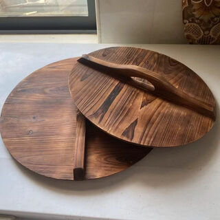 Fantasy rural firewood stove pot lid fir pot lid household wooden lid pot water tank universal large pot lid thickened round can be customized 32 cm lower bevel (suitable for woks and large pots