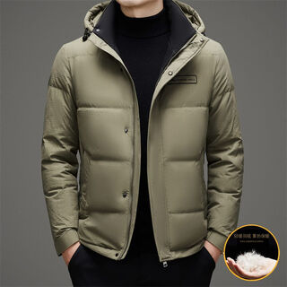 海澜之家（HLA）冬季中老年羽绒服男士加厚中长款中年爸爸派克老人冬装夹克外套潮 卡其色 3XL 190