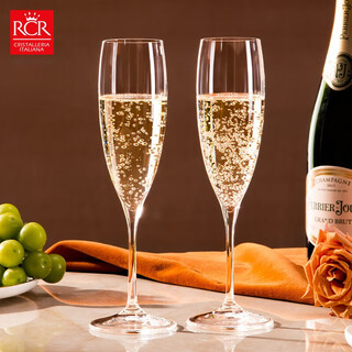 Rcr imported crystal glass from italy, the only champagne glass, sparkling wine glass, tall pair of glasses, european style wedding gift box, the only champagne glass - 241ml*2 pieces