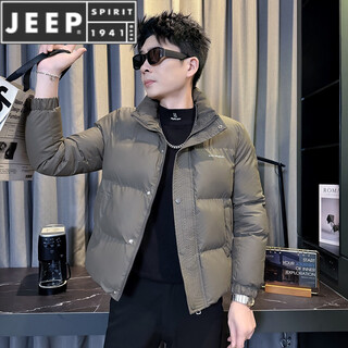 Jeep spirit winter super hot down jacket men's fitted thickened warm 2025 new style jacket military green m recommended 90~110jin jin equals 0.5 kg