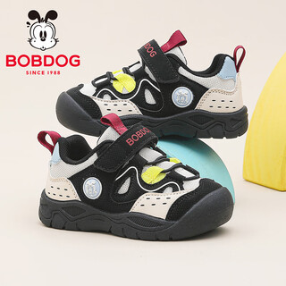 Bobdog children's shoes, children's baby shoes, 2026 spring new kindergarten boys' functional shoes, girls' toddler shoes, black/meter 29, suitable for feet length 17.7cm
