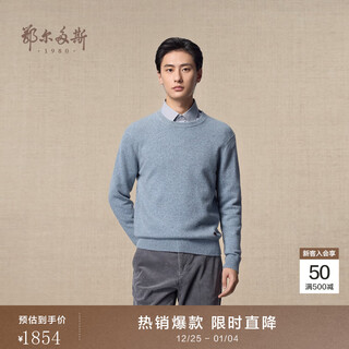Ordos 1980 pure cashmere round neck casual thick cashmere sweater men's comfortable commuting sweater autumn and winter monet blue l 175/96a