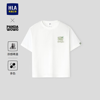 Hailan house (hla) short-sleeved t-shirt for men and women 26 new panda wowo panda cool short-sleeved boys and girls hntkw2f004a white pattern 04 130 /64