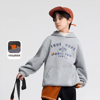 Xiaohongshu children's clothing boys' fleece sweatshirt 2025 new children's autumn and winter hooded jacket medium and old children's winter gray 430g silver fox velvet 110 cm recommended height is about 110cm