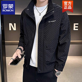 Romon fashion brand men's jacket spring and autumn 2026 new design handsome men's stand-up collar casual jacket autumn top black m (recommended 90-110jin jin equals 0.5 kg)