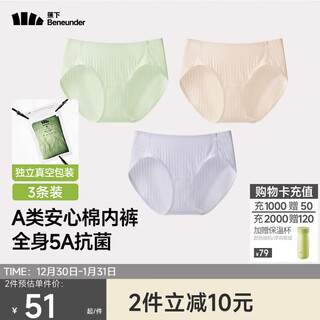 Beneunder underwear, women's cotton underwear, pure cotton bottom 100% cotton, traceless antibacterial and antibacterial bottom, mid-waist, class a safety cotton