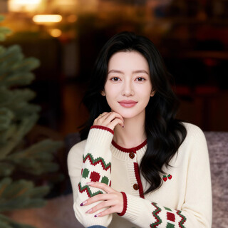 Basic house 2026 new new year atmosphere contrast color collar cardigan sweater women's winter retro single-breasted top beige xl