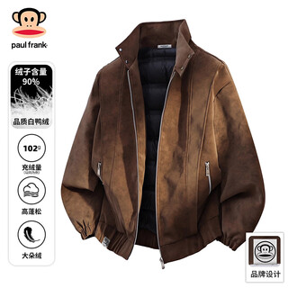 Мужской повседневный пуховик paul frank в японском стиле ретро, зима 2025, новинка 2025 года, свободный удобный модный модный бренд универсальный модный топ коричневый 90% белый утиный пух 4xl рекомендуется 185-220jin jin равен 0,5 кг