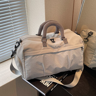 Nanmu xiong travel bag women's sports fitness bag large capacity portable fashionable dry and wet separation short-distance travel storage luggage bag men gray