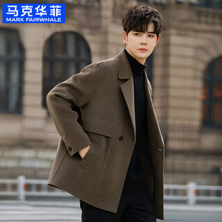 Mark fairwhale double-sided wool coat men's autumn and winter thickened woolen windbreaker short high-end suit woolen coat men's card green l 145-165jin jin equals 0.5 kg