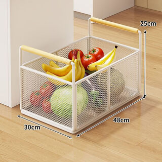 Fantasy kitchen shelf floor-standing fruit and vegetable storage rack vegetable basket snack trolley removable onion ginger garlic storage rack white large + no wheels