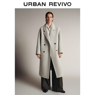 Ur2025 new winter women's high-intelligence gray double-breasted coat uwm150069 light khaki s