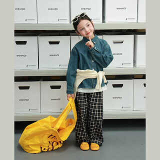 Utouto big ear elephant girls lapel denim shirt jacket 2026 spring retro distressed versatile top fashion 2571031 denim blue pre-sale around the end of march 110 chirmi size