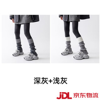 Kuiying (kuiying) contrast color socks women's winter y2k cashmere socks open barn style calf covers snow boots long pile socks dark gray + light gray one size (priority for collection and purchase)