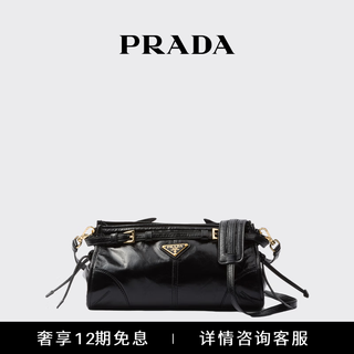 Prada/prada gift women's prada bonnie small calf leather shoulder bag crossbody bag black