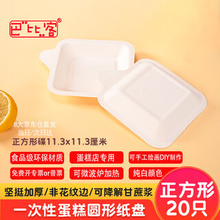 Babic disposable paper plate tableware cake plate barbecue plate western food plate children's handmade art painting paper plate square 20 pieces