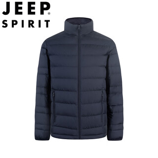 Jeep spirit jeep down jacket men's autumn and winter thin stand-up collar thickened warm and versatile jacket dark blue 3xl