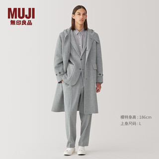 Muji labo men's cashmere mixed hooded coat woolen coat winter jacket af011a4a light gray m (170/92a)