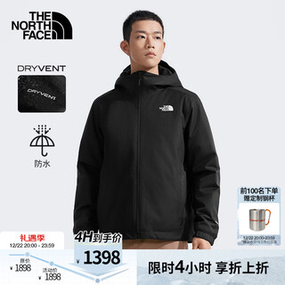 The north face men's cotton quest outdoor dryvent waterproof and warm hooded jacket 25 autumn and winter new products | 89th kx7/cosmic black l /175