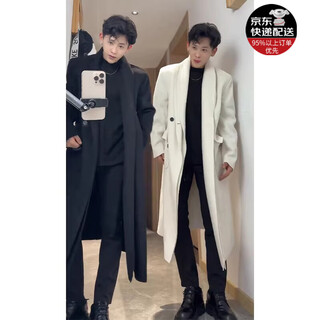 Xuansentu (xuansentu) 77 шерстяное пальто в том же стиле, мужское зимнее утолщенное шерстяное пальто с двойным воротником средней длины до колена, модная ветровка кремового цвета 2xl