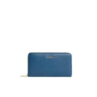 Coccinelle women's long wallet design zipper closure credit card storage slip pocket storage blue blue one size