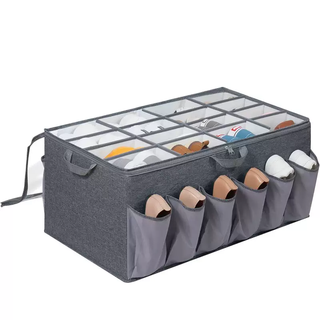Yusenyi shoe wardrobe shoe storage box with transparent cover and adjustable partitions suitable for 16 + 12 pairs of shoe storage box gray extra large shoe box gray extra large shoe box