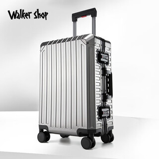 Walker shop all-aluminum magnesium alloy brand luggage business travel suitcase universal wheel boarding trolley case password box beveled all-aluminum gray 24 inches