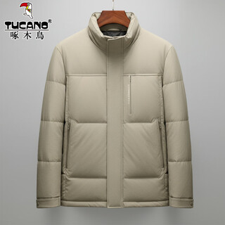 Woodpecker high filled down high standard 90 down white duck down short stand collar down jacket men's winter windproof and cold warm jacket men 98902 khaki l 175