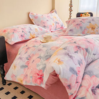 Fantasy duvet cover single piece double-sided velvet duvet cover single double set luohua chunyuan milk velvet single duvet cover 220x240cm