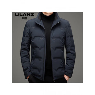 Lilanz men's goose down jacket winter high-end white goose down stand-up collar thickened warm down jacket short jacket for middle-aged men blue 2xl (185) recommended 150-164 jin jin equals 0.5 kg