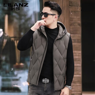 Lilanz high-end down jacket vest for men autumn and winter new fashion casual warm vest vest light jacket gray green 2xl 185 recommended 150-170 jin jin equals 0.5 kg
