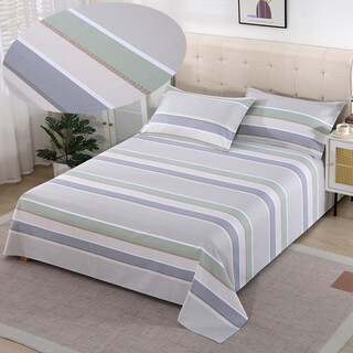Fantasy bed sheet encrypted double large size kang sheet, green and gray elegant strips, thickened and non-slip, kang sheet 3.5x2.3m, approximately 3.2x2.3m after washing
