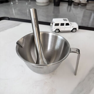 Chockmen exports 1810 stainless steel large garlic pounder spice grinder food mashing multi-purpose cup with handle 1810 steel large garlic pounder spice grinder food mashing multi-purpose cup with handle