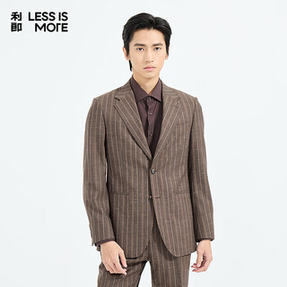 Lilang youth business men's 88.6% sheep wool suit men's two-color striped easy-care commuting suit brown (1ya) 165a