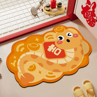 Yusen recalls the year of the snake bathroom absorbent floor mat toilet non-slip bathroom door quick-drying diatom mud foot mat small carpet cartoon dy spirit snake golden daji 80x120cm (open under the sink)