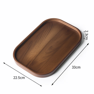 Ouweishi light luxury walnut storage tray household tea cup holder commercial hotel snacks new style painted large square plate with round edges (33*22*2.3cm) small size