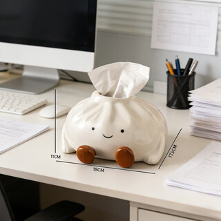 Shantou lincun creative light luxury ceramic bun tissue box living room decorative ornament washstand waterproof cute high-looking paper box light luxury ceramic bun tissue box