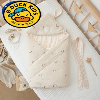G.duck baby quilt, newborn baby quilt, pure cotton thickened newborn delivery room bag, single baby outing quilt, four seasons style, light coffee star moon, early winter bean fleece quilt 420g, suitable for 15-25 90cm 90x