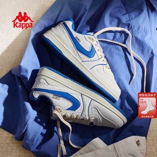 Kappa (kappa) women's shoes women's 2025 winter new thick soled height white shoes soft soled sports shoes casual versatile couple shoes classic white/mao yue blue 39