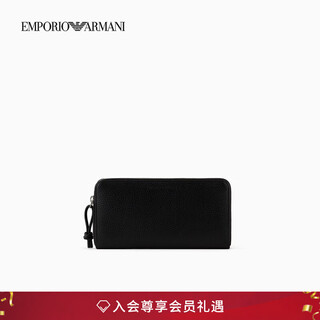 Emporio armani/armani official flagship christmas gift zipper wallet wallet card bag for men and women autumn and winter 80001-black