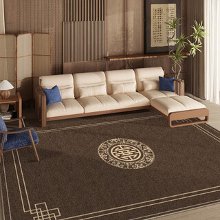 Jun yuexi new chinese style living room carpet study room soundproof floor mat bedroom bedside thick sofa coffee table blanket waterproof disposable mat loop velvet-ebony case 240cm*400cm