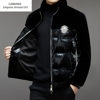 Emporio armani ea7 armani autumn and winter new stand collar spliced short goose down jacket jacket for young and middle-aged men warm windproof jacket black l 175