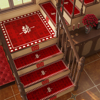 Fantasy wedding red festive glue-free self-adhesive stair mat steps non-slip floor mat wedding room decoration custom step mat chaochaomumu diatom mud stair mat 22x55cm glue-free self-adhesive