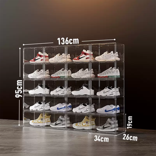 Yusenyike anti-oxidation shoe box fully transparent thickened magic hard magnetic suction box transparent high side opening storage box display shoe 6 sides fully transparent hard 20 pieces (large size) side opening