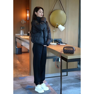 Garnuo black short down jacket for women small 2026 new winter 90 white duck down stand-up collar thickened bread jacket black s 80-100jin jin is equal to 0.5 kg