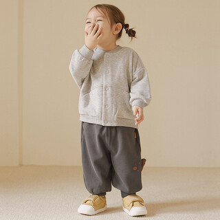 Papa glutinous rice cotton climbing spring new baby pants men and women korean style puppy leggings bloomers dark gray 100